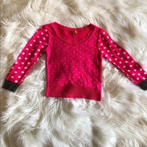 Pink polka dot crop sweater